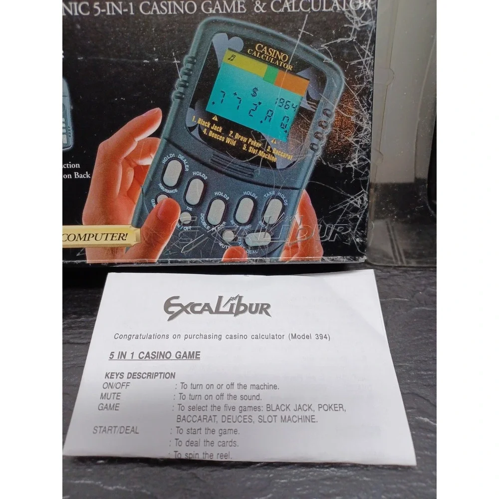 Casino Calculator Handheld Game Tested & Working travel Excalibur portable